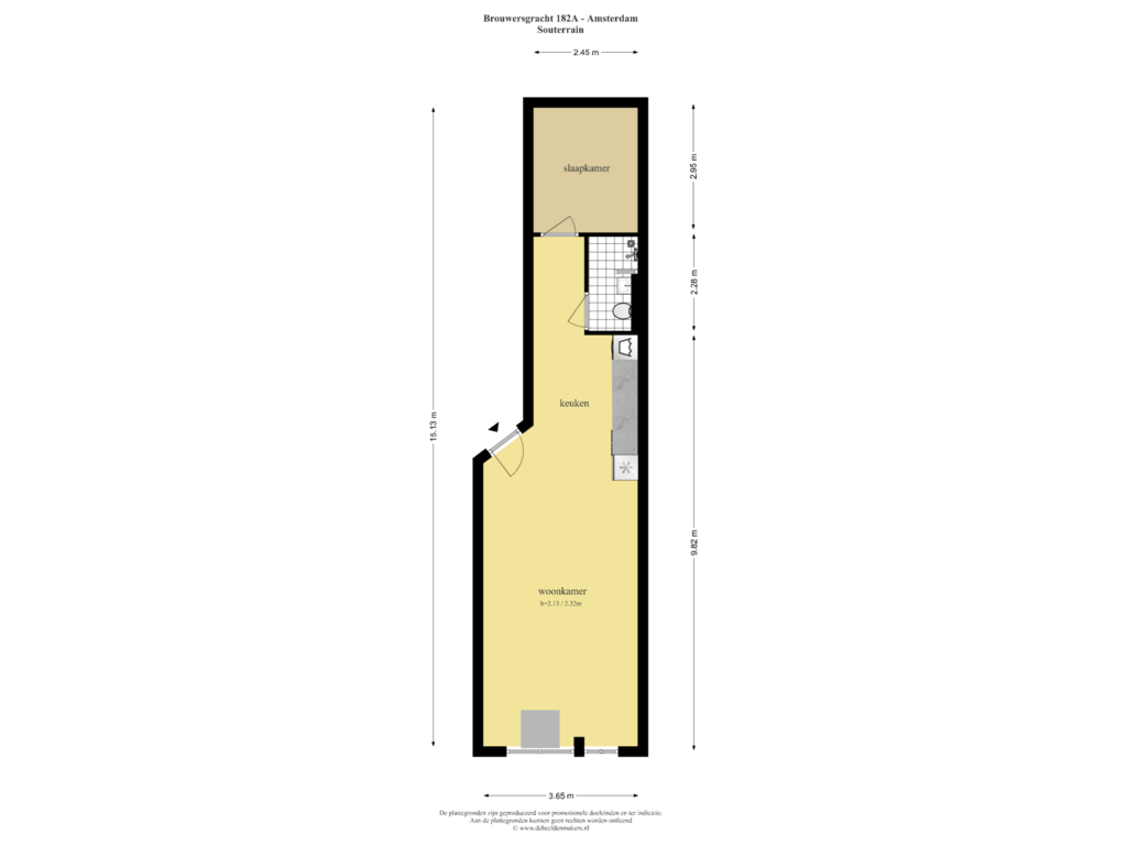 View floorplan of Souterrain of Brouwersgracht 182-A