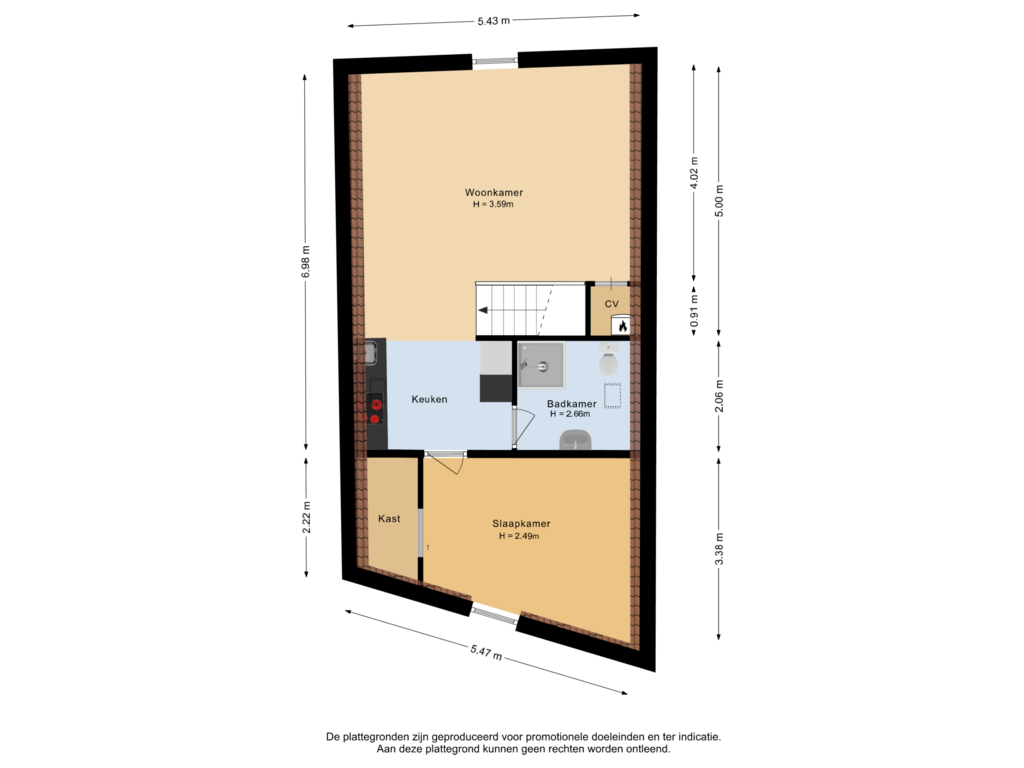 Bekijk plattegrond van Eerste verdieping van Wilhelminastraat 67-A