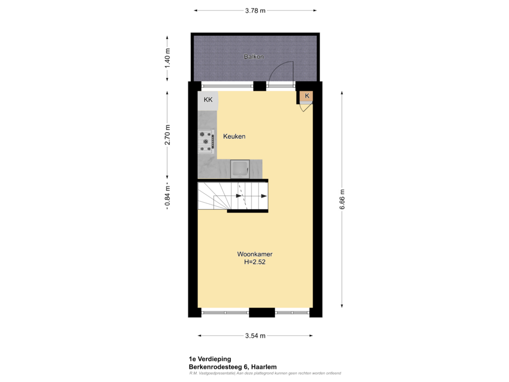 Bekijk plattegrond van 1e Verdieping van Berkenrodesteeg 6