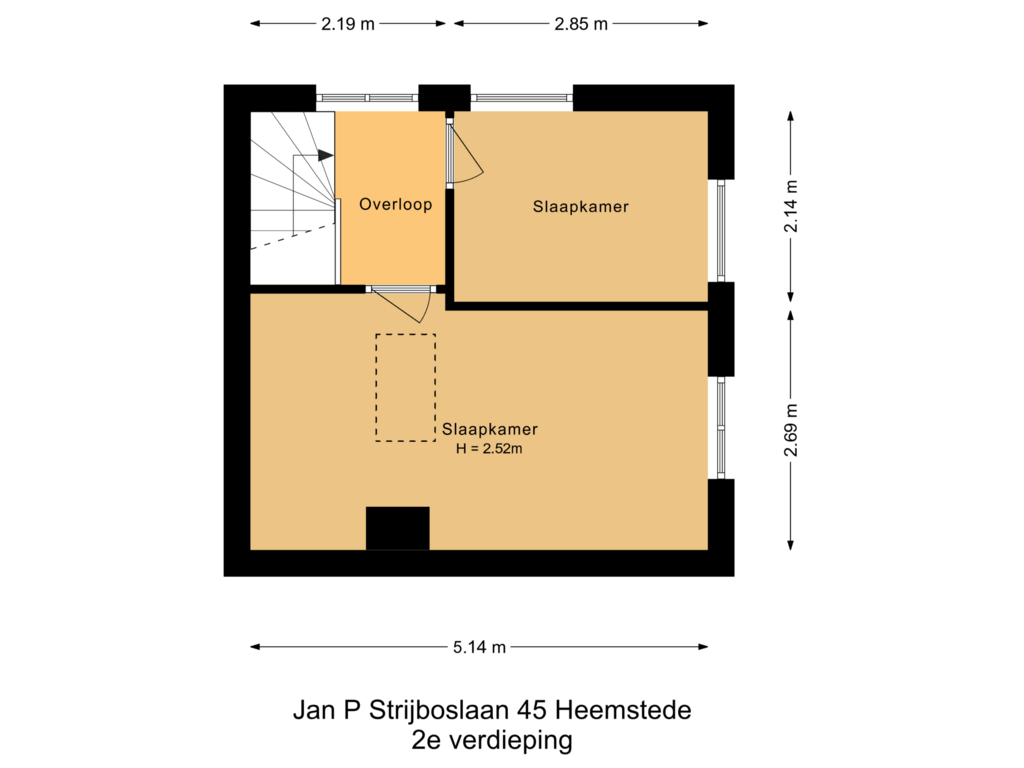 View floorplan of 2e verdieping of Jan P. Strijboslaan 45