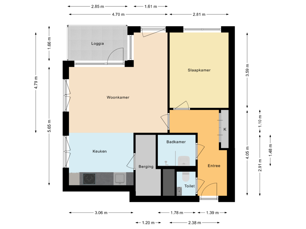 View floorplan of Appartement of Niemeyerstraat 249