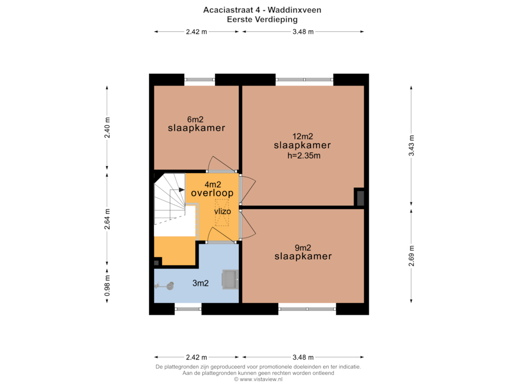 Bekijk plattegrond van EERSTE VERDIEPING van Acaciastraat 4