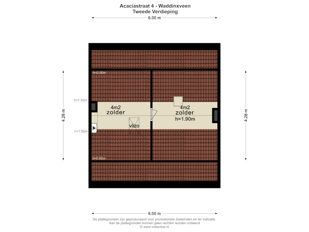 Bekijk plattegrond van TWEEDE VERDIEPING van Acaciastraat 4