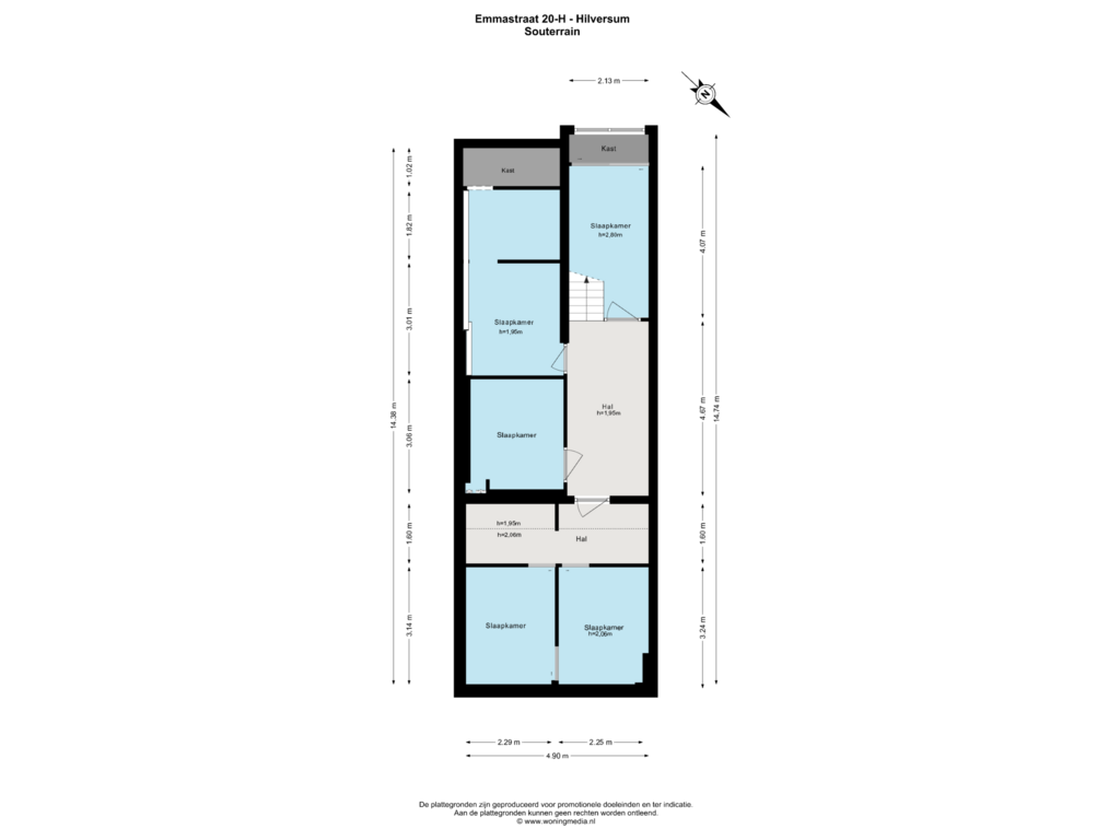 Bekijk plattegrond van Souterrain van Emmastraat 20