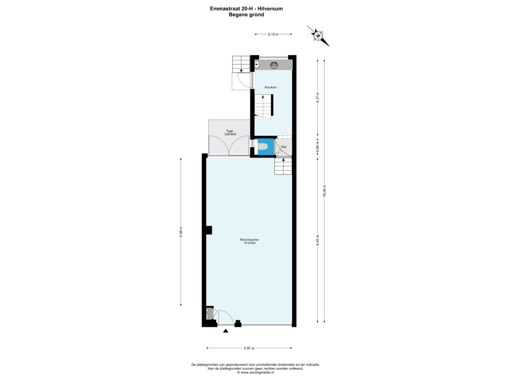 Bekijk plattegrond van Begane grond van Emmastraat 20