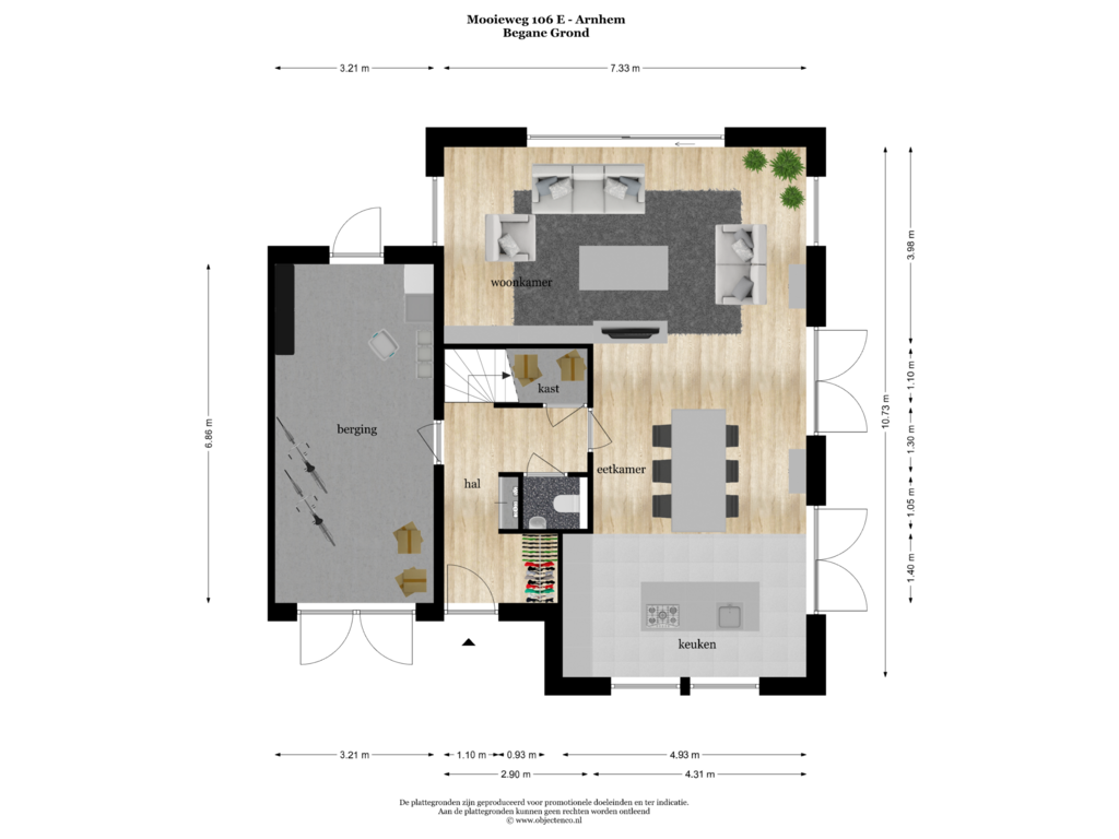 Bekijk plattegrond van BEGANE GROND van Mooieweg 106-E