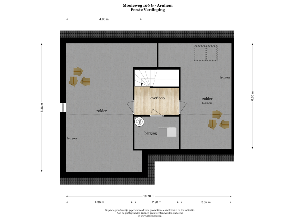 View floorplan of EERSTE VERDIEPING of Mooieweg 106-G