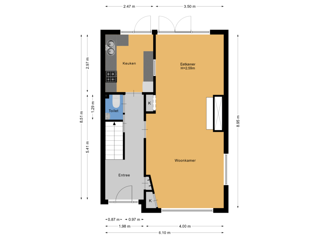 View floorplan of Begane grond of Parkietstraat 20