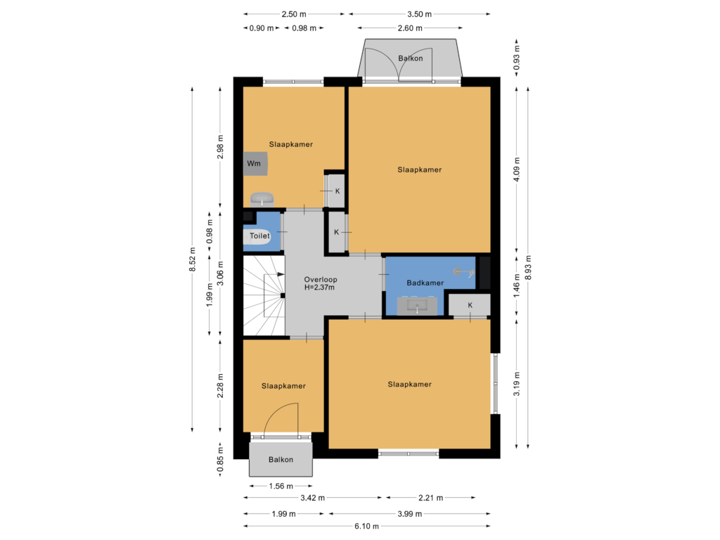 View floorplan of Eerste verdieping of Parkietstraat 20