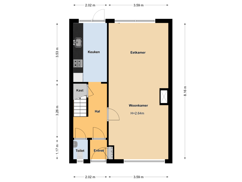 Bekijk plattegrond van Begane grond van Zichtweg 36