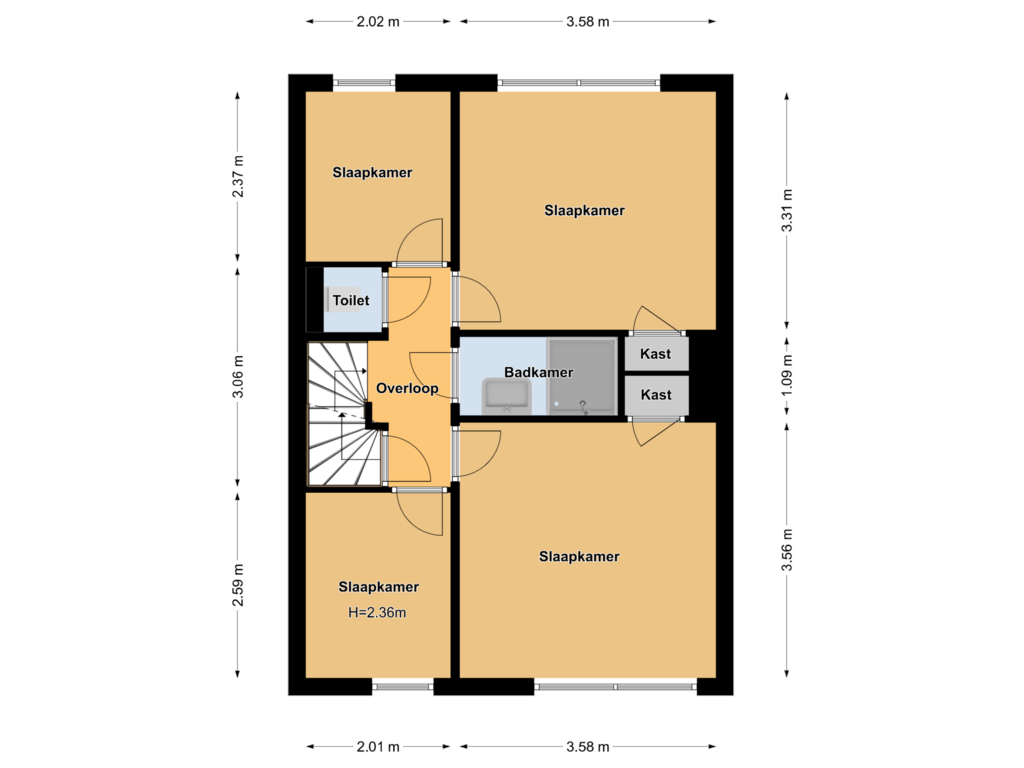 Bekijk plattegrond van Eerste Verdieping van Zichtweg 36