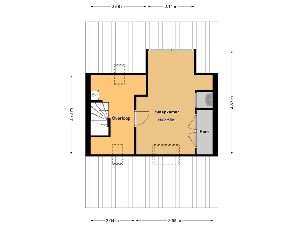 Bekijk plattegrond van Tweede Verdieping van Zichtweg 36