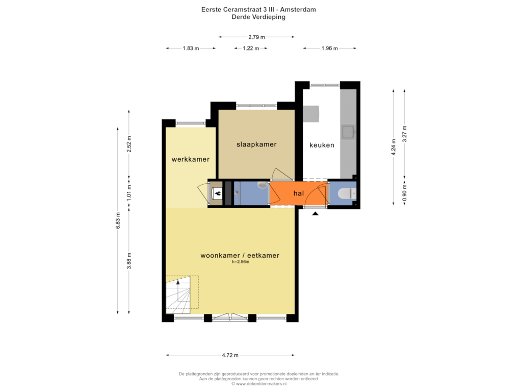 Bekijk plattegrond van DERDE VERDIEPING van Eerste Ceramstraat 3-3