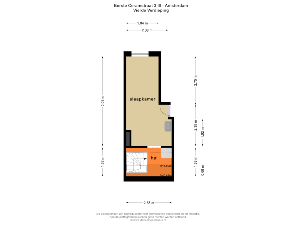 Bekijk plattegrond van VIERDE VERDIEPING van Eerste Ceramstraat 3-3