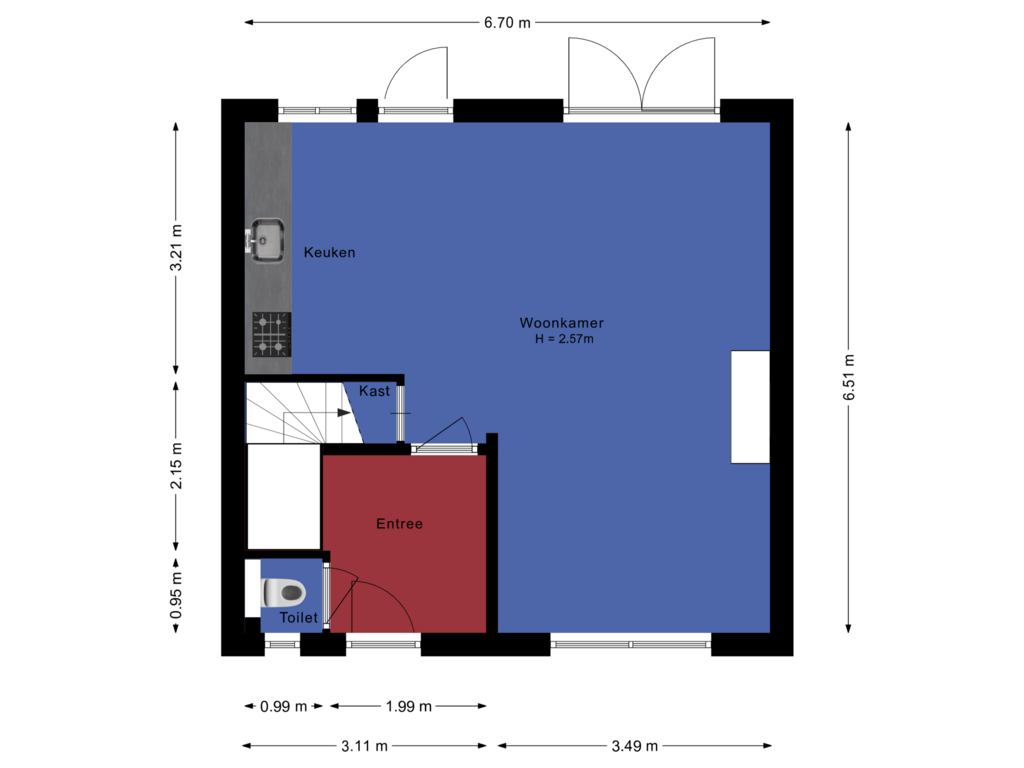 View floorplan of Begane grond of Pastoor van der Meijdenstraat 89