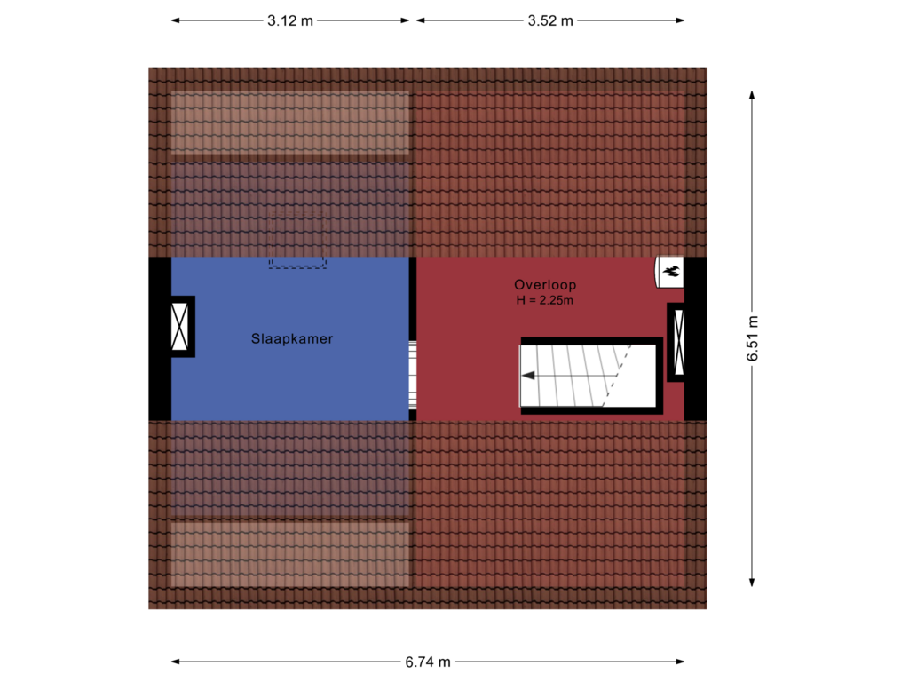 View floorplan of Tweede verdieping of Pastoor van der Meijdenstraat 89