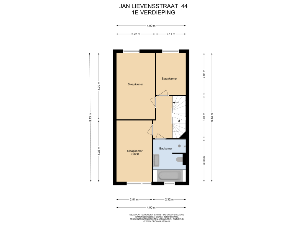 View floorplan of 1E Verdieping of Jan Lievensstraat 44