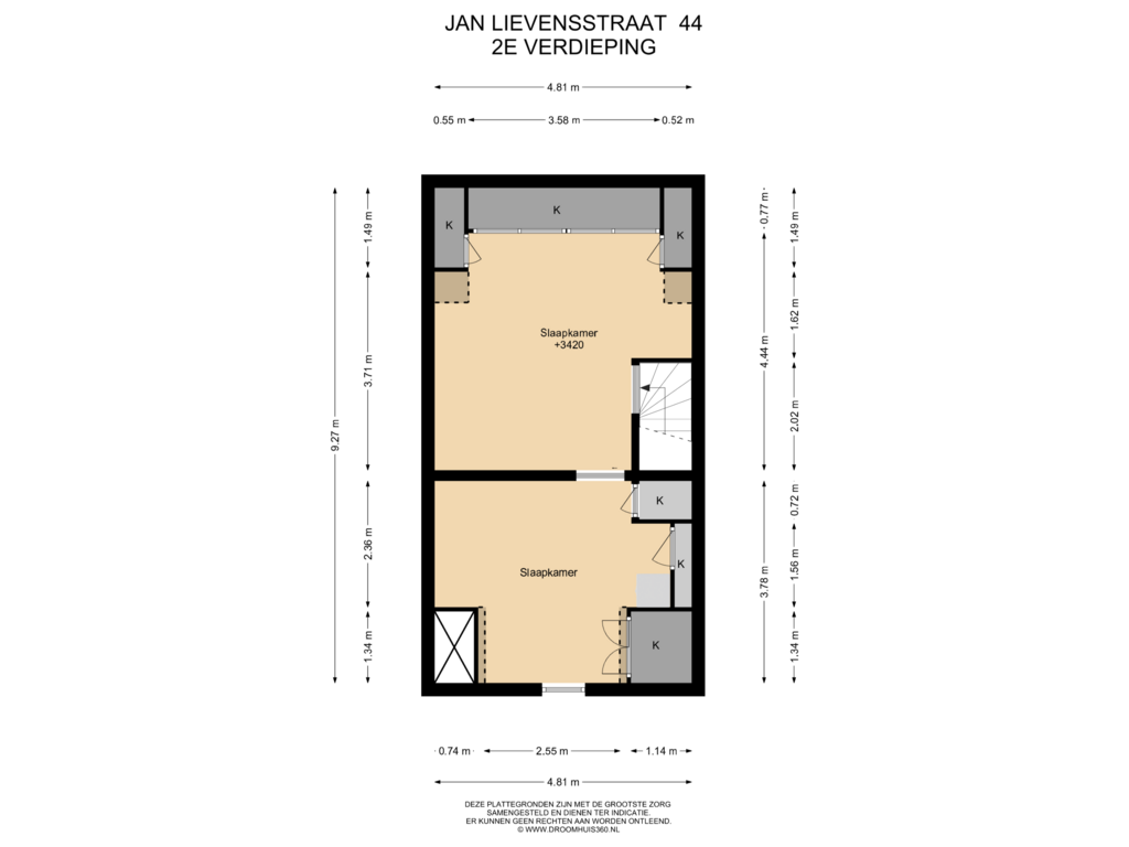 View floorplan of 2E Verdieping of Jan Lievensstraat 44