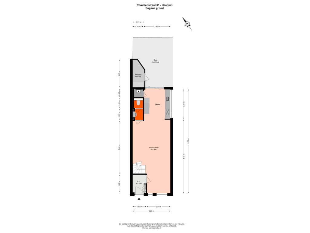 View floorplan of Begane grond of Romolenstraat 31