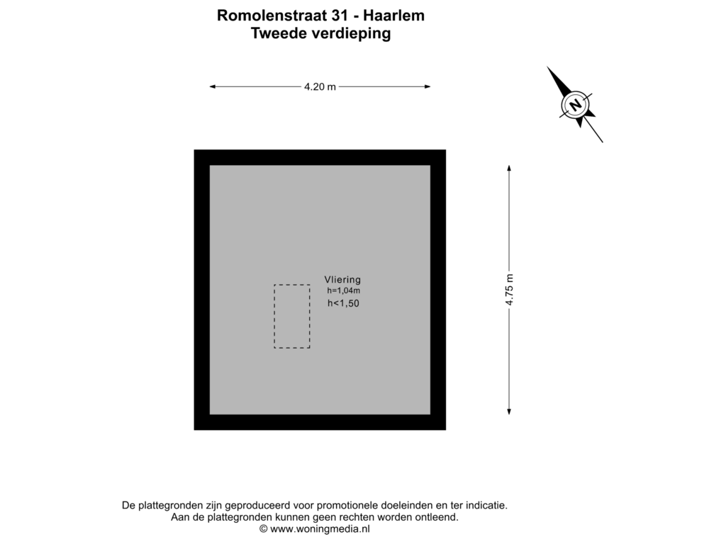 View floorplan of Tweede verdieping of Romolenstraat 31