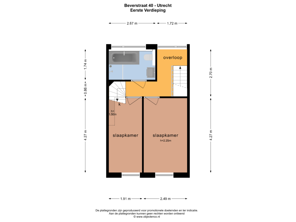 Bekijk plattegrond van EERSTE VERDIEPING van Beverstraat 40