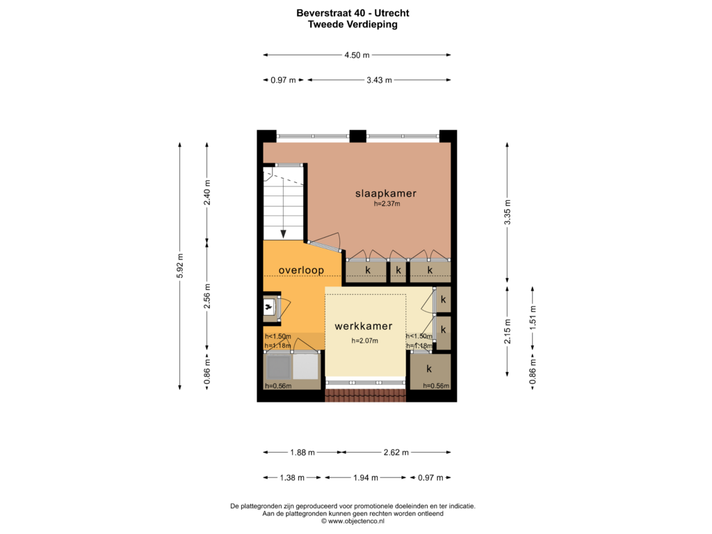 Bekijk plattegrond van TWEEDE VERDIEPING van Beverstraat 40