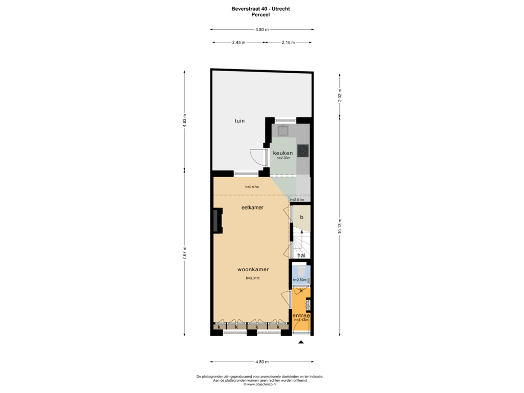 Bekijk plattegrond van PERCEEL van Beverstraat 40