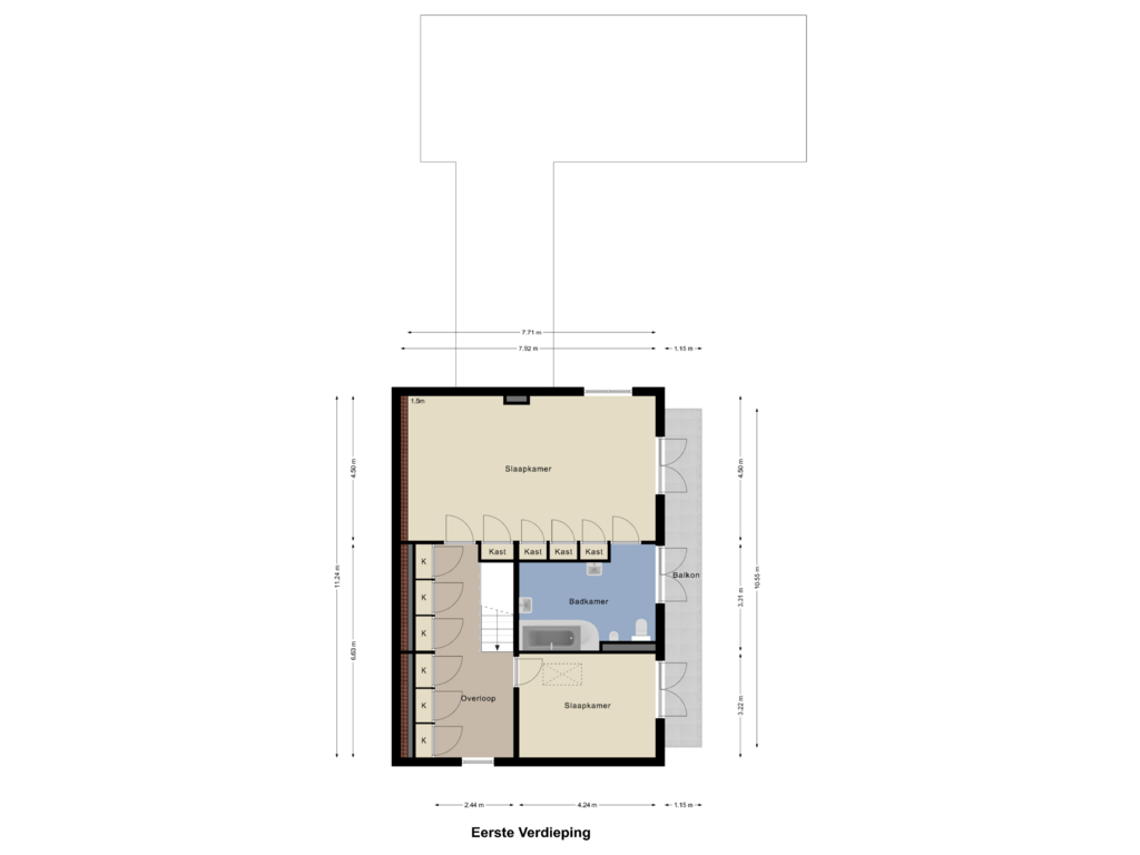 Bekijk plattegrond van Eerste Verdieping van Meijbaan 8