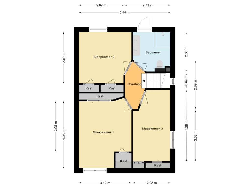 Bekijk plattegrond van Eerste verdieping van Paul Krugerstraat 40