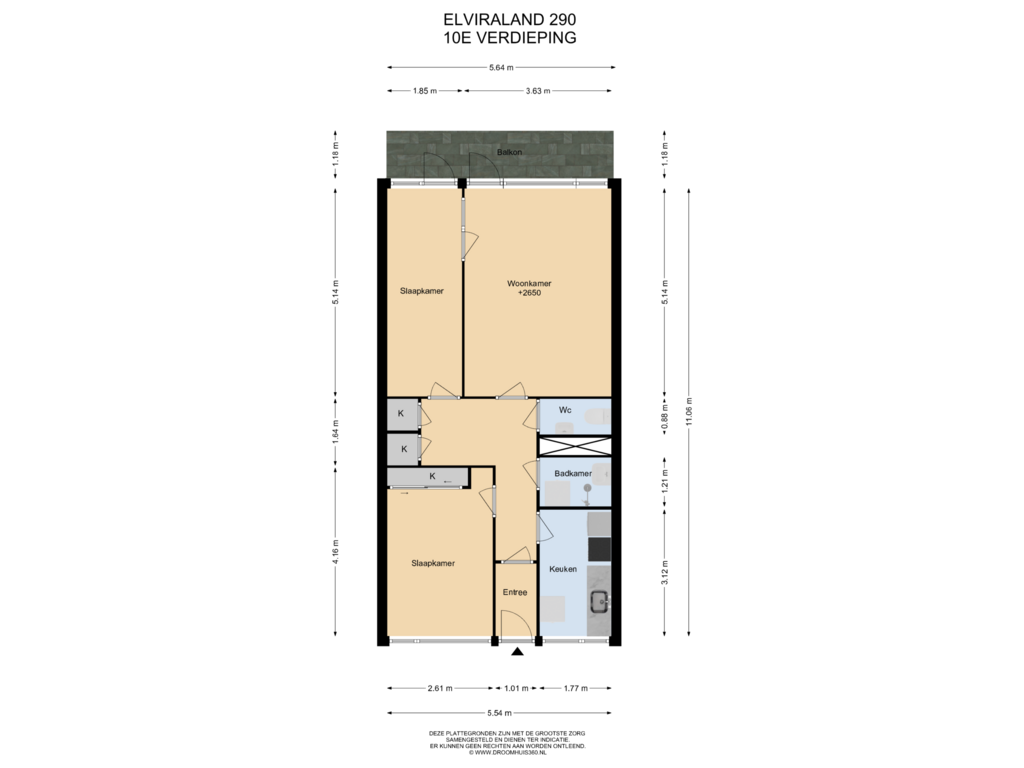 Bekijk plattegrond van 10E Verdieping van Elviraland 290