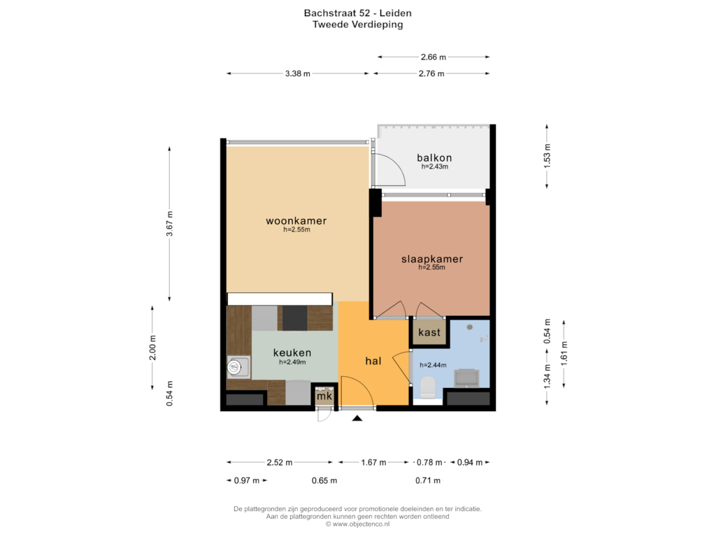 View floorplan of TWEEDE VERDIEPING of Bachstraat 52