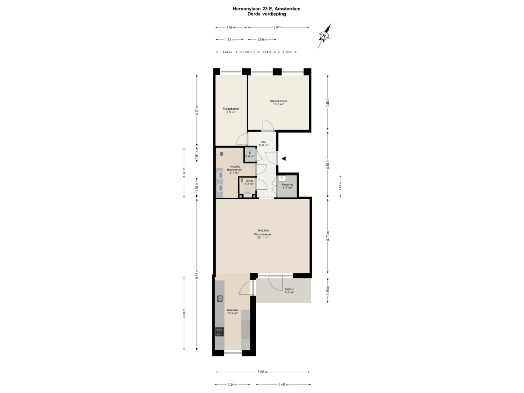 Bekijk plattegrond van Derde verdieping van Hemonylaan 23-E