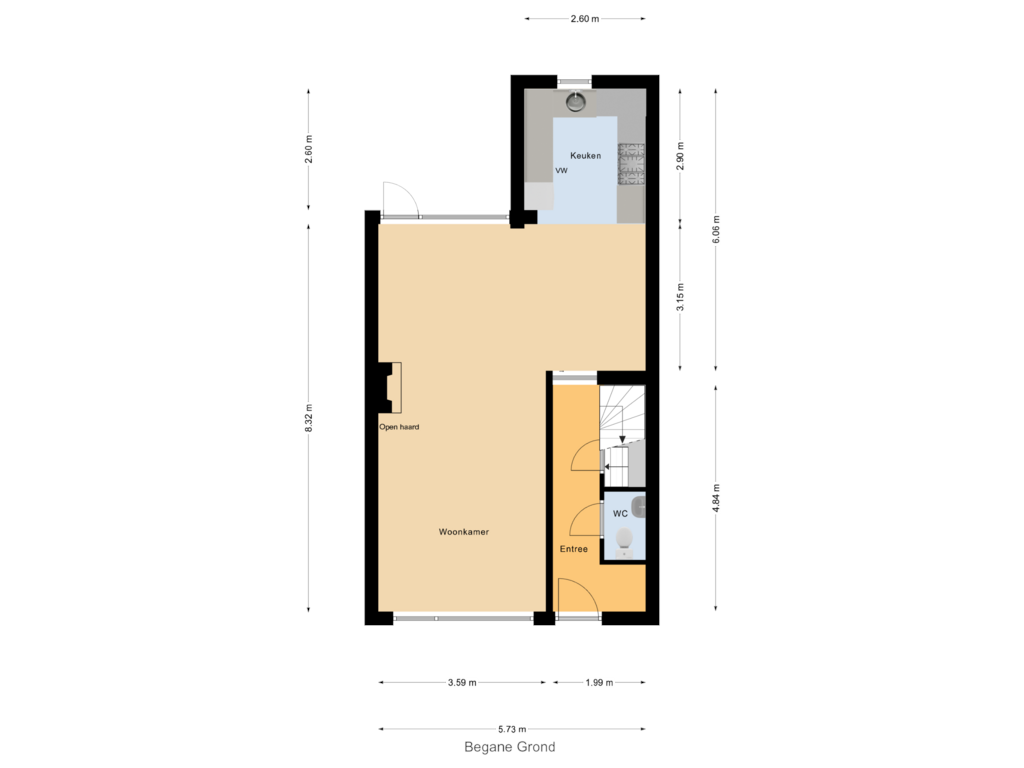 Bekijk plattegrond van Begane Grond van Professor Gimbrèrelaan 115