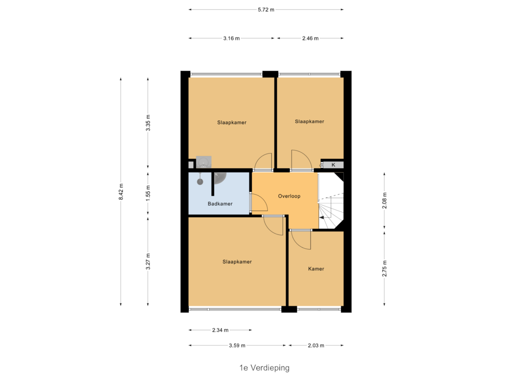 Bekijk plattegrond van 1e Verdieping van Professor Gimbrèrelaan 115