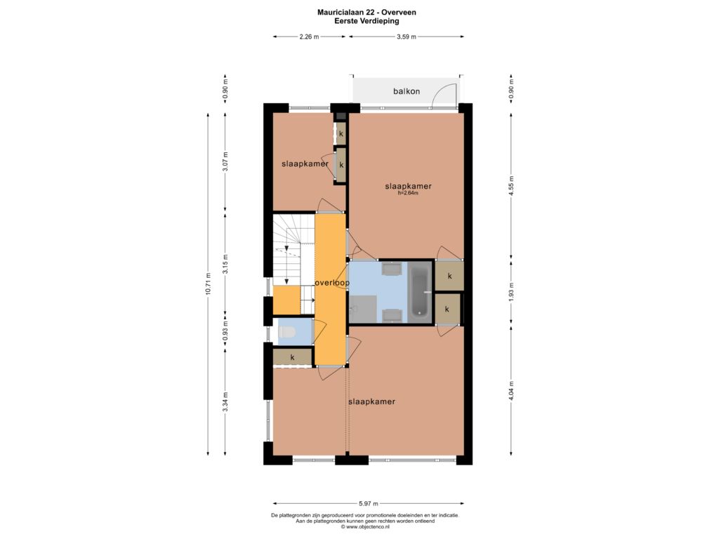 View floorplan of EERSTE VERDIEPING of Mauricialaan 22