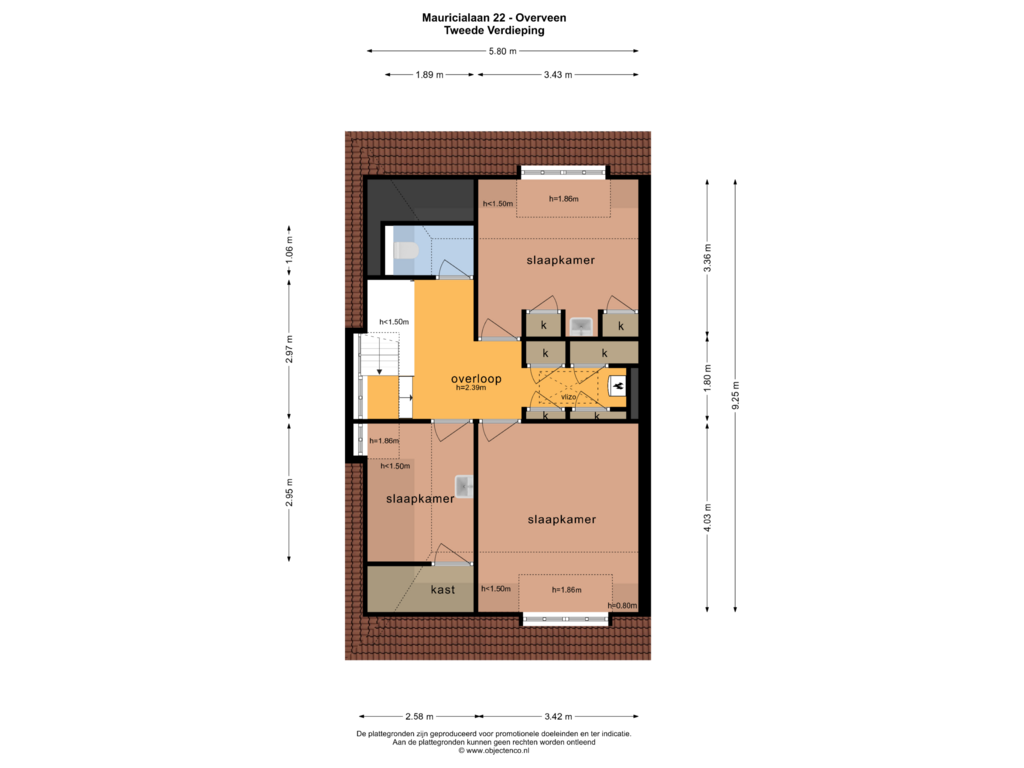 View floorplan of TWEEDE VERDIEPING of Mauricialaan 22