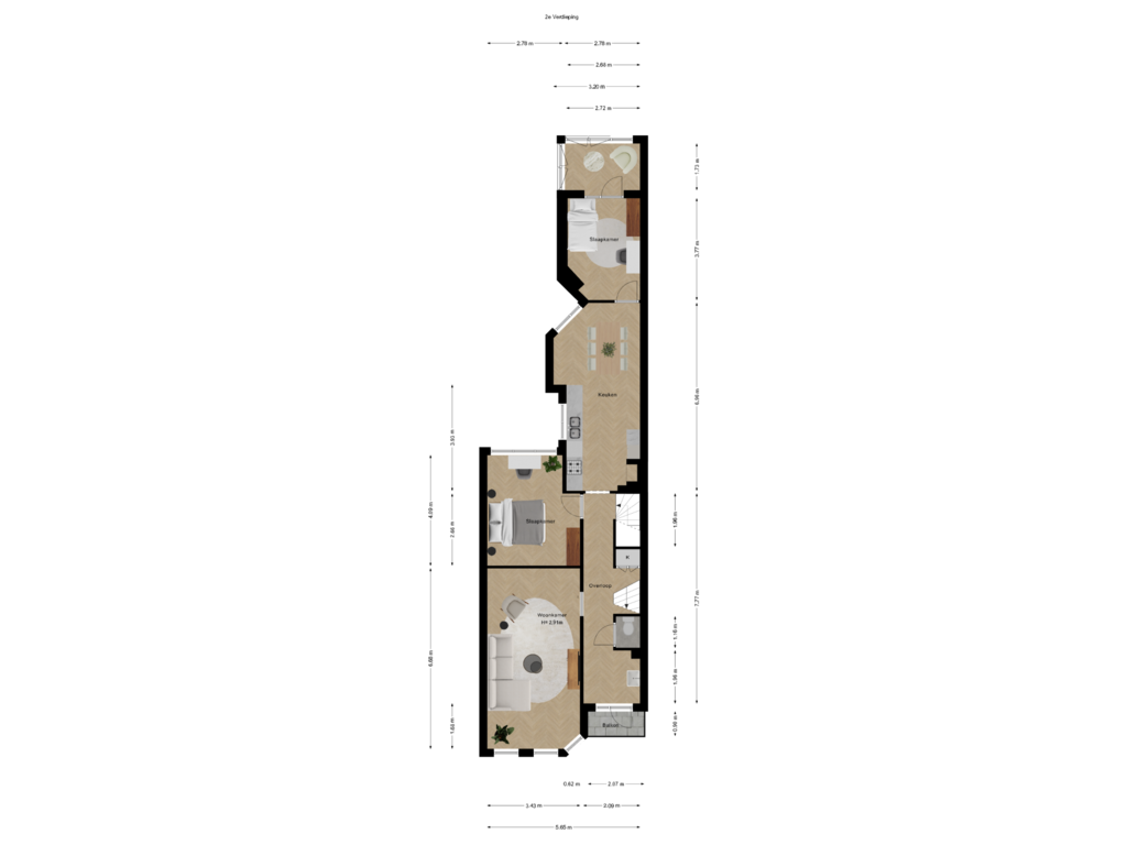 Bekijk plattegrond van 2e Verdieping van Loosduinseweg 941