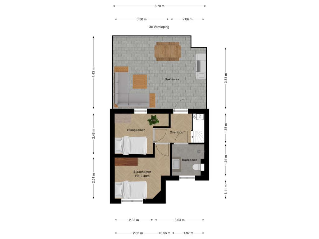 Bekijk plattegrond van 3e Verdieping van Loosduinseweg 941