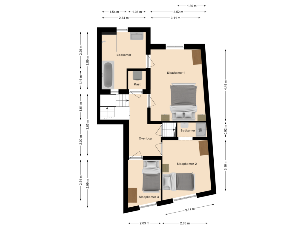 Bekijk plattegrond van Eerste verdieping van Karel Mollenstraat Zuid 5