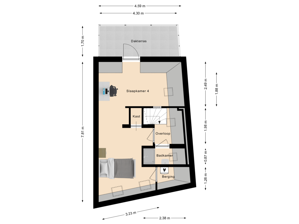 Bekijk plattegrond van Tweede verdieping van Karel Mollenstraat Zuid 5