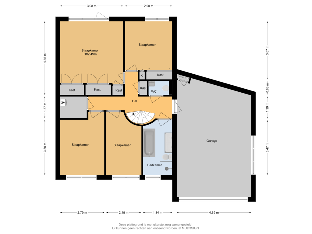 Bekijk plattegrond van Souterrain van Kleine Sparrenlaan 14