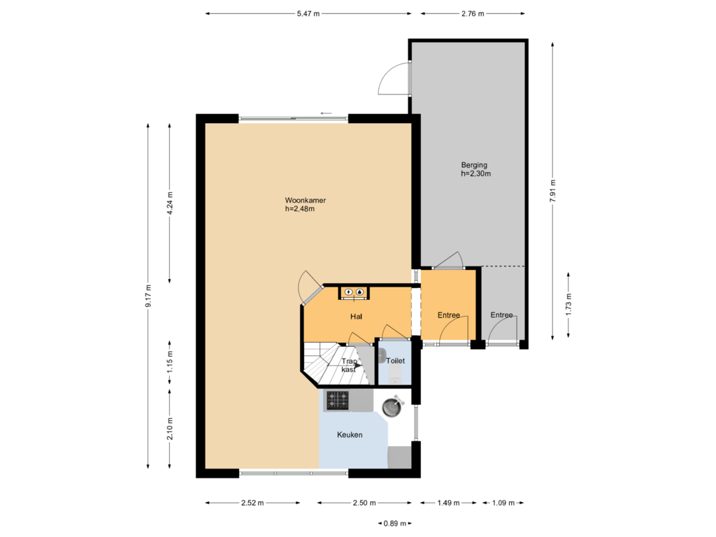 Bekijk plattegrond van Begane grond van Calslaan 16