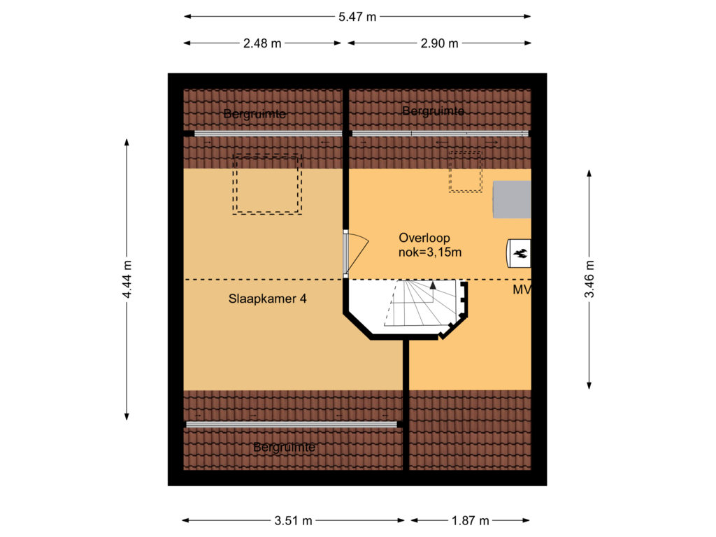 Bekijk plattegrond van 2e verdieping van Calslaan 16