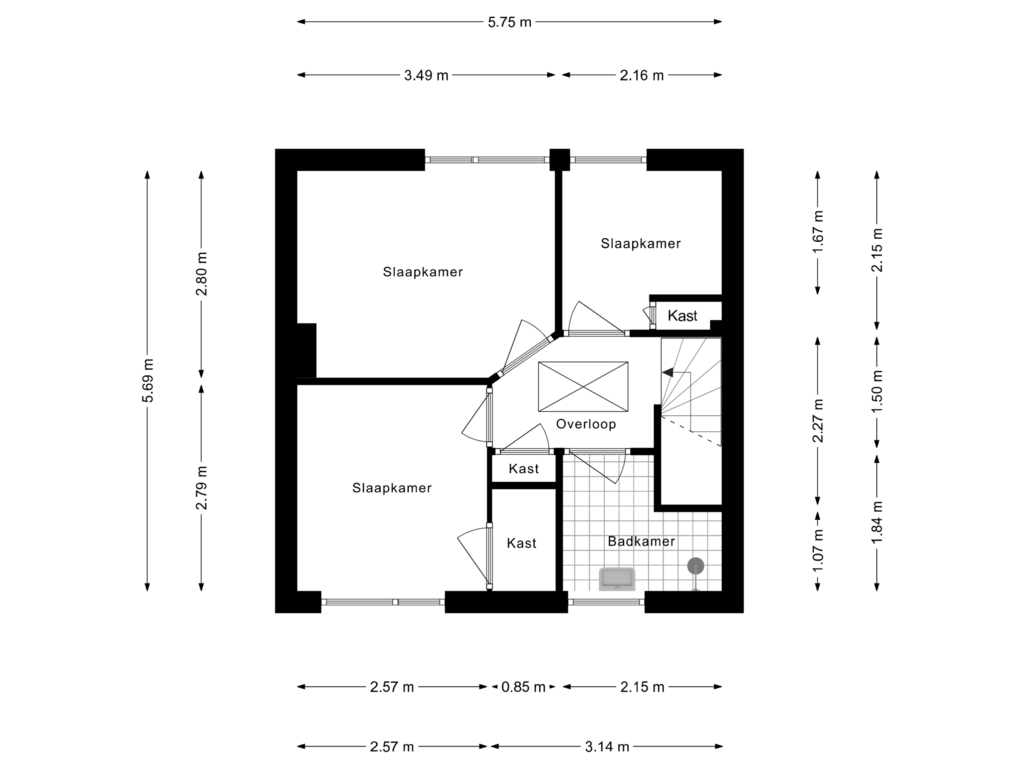 Bekijk plattegrond van 1e Verdieping van Wallerweg 50