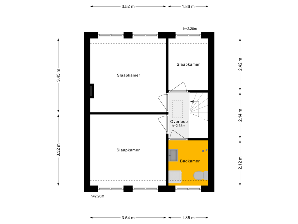 Bekijk plattegrond van 1e Verdieping van Oude Singel 38