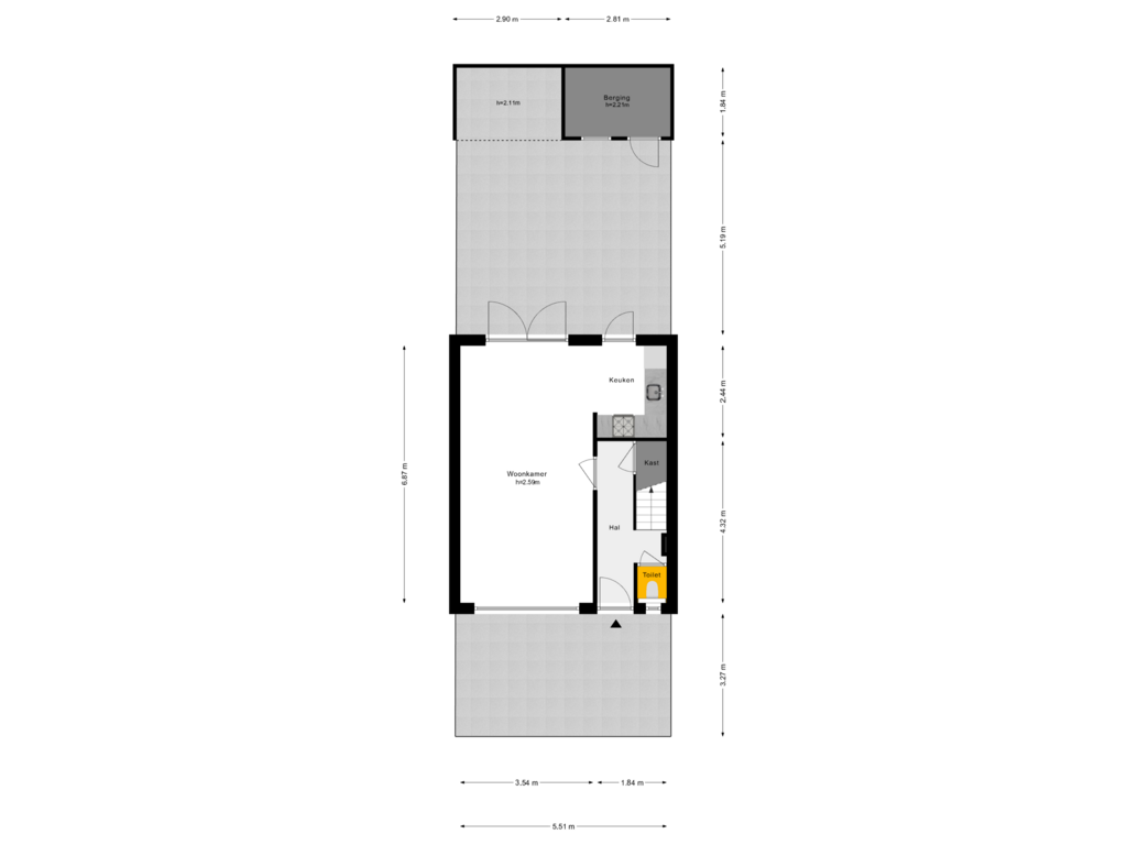 Bekijk plattegrond van Perceel van Oude Singel 38