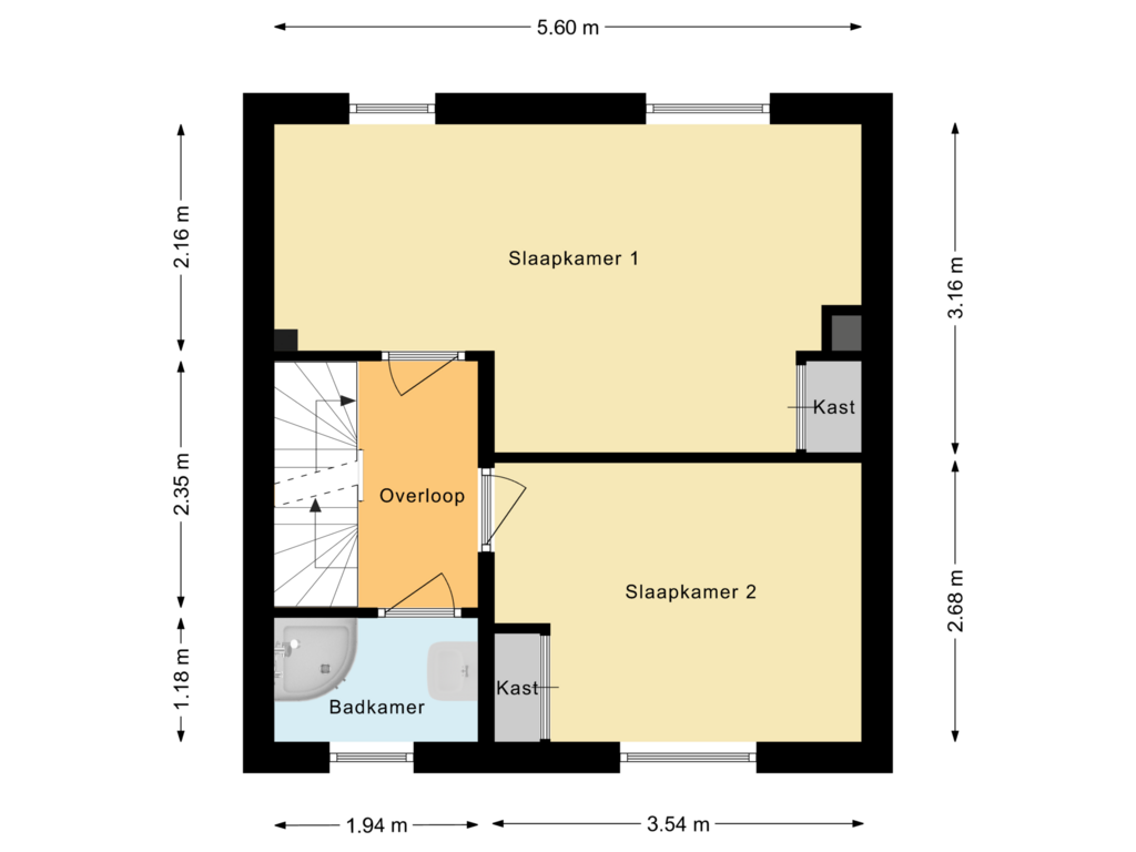 View floorplan of Eerste verdieping of Frits de Zwerver 26