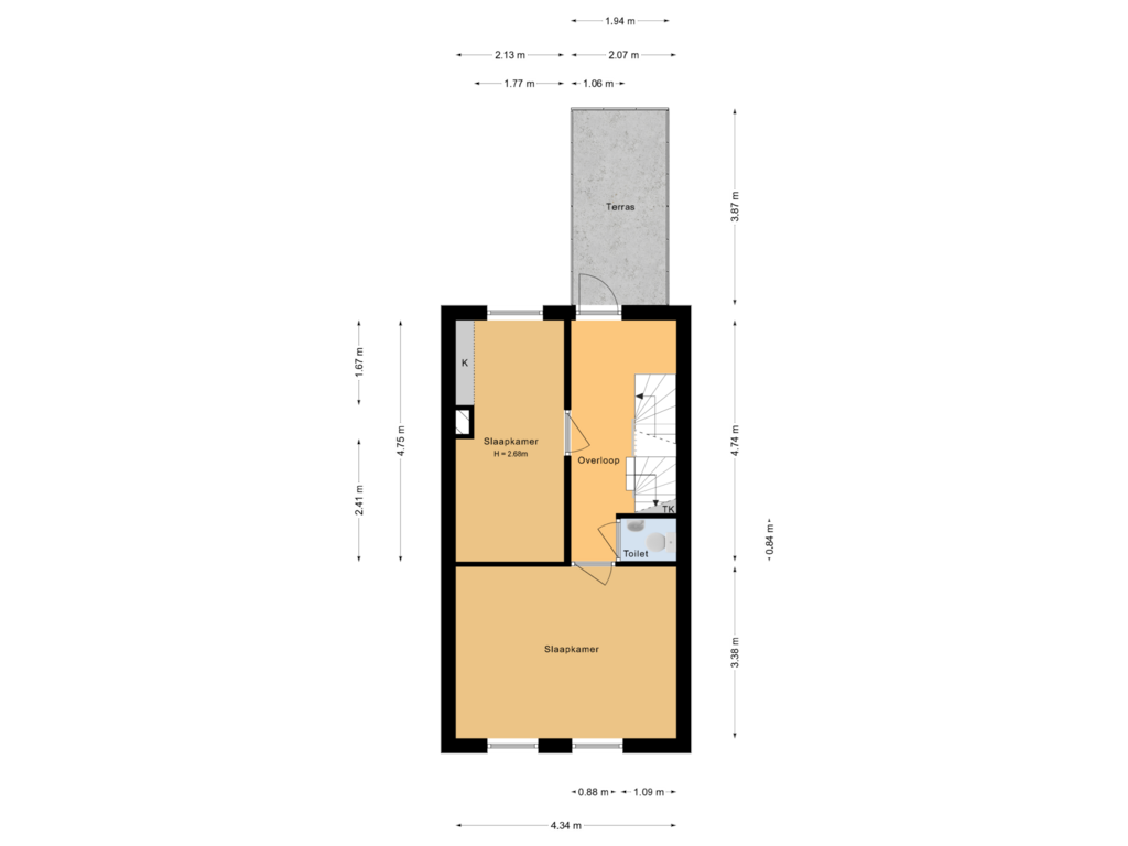 View floorplan of 1e verdieping of Nieuwe Koekoekstraat 86