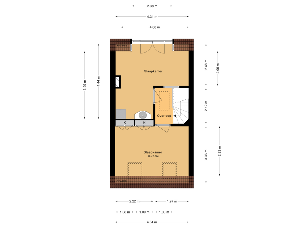 View floorplan of 2e verdieping of Nieuwe Koekoekstraat 86