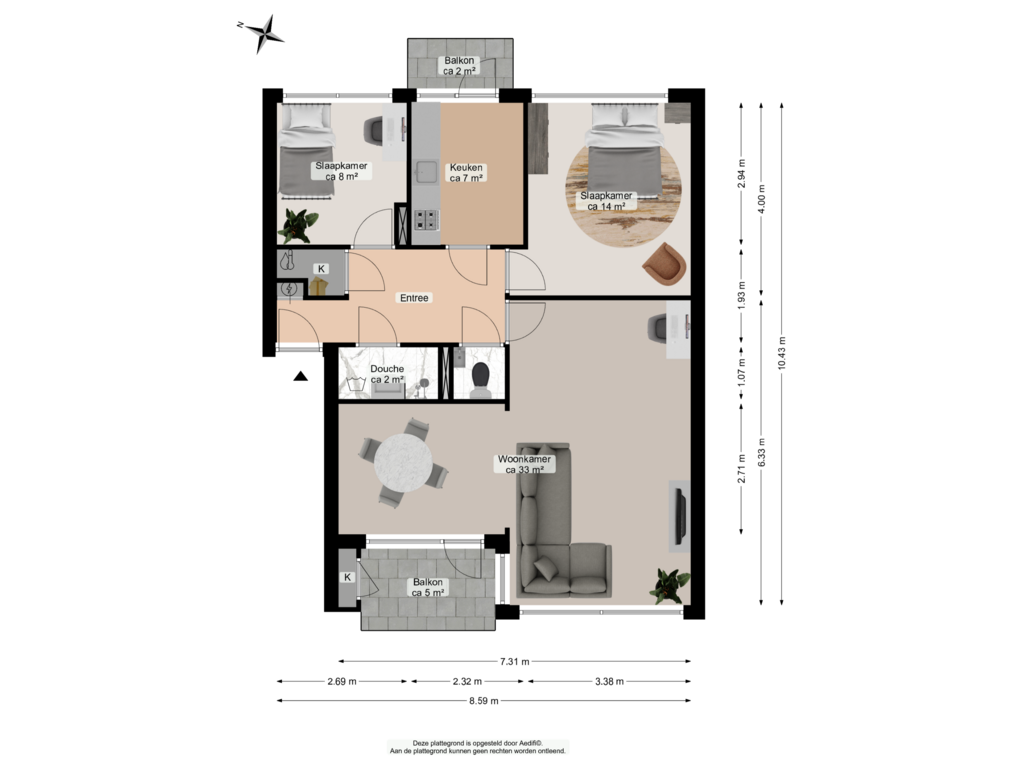 View floorplan of Tweede verdieping of Schubertlaan 48